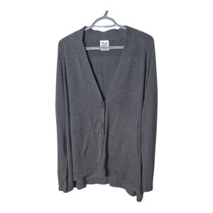 Planet by‎ Lauren G Cotton Varsity Cardigan Oversized Charcoal One Size